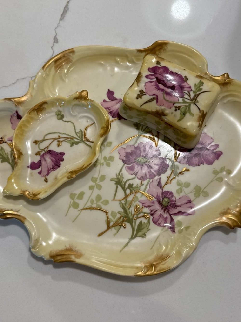 Antique L. Bernard & Co. Limoge 3pc vanity set